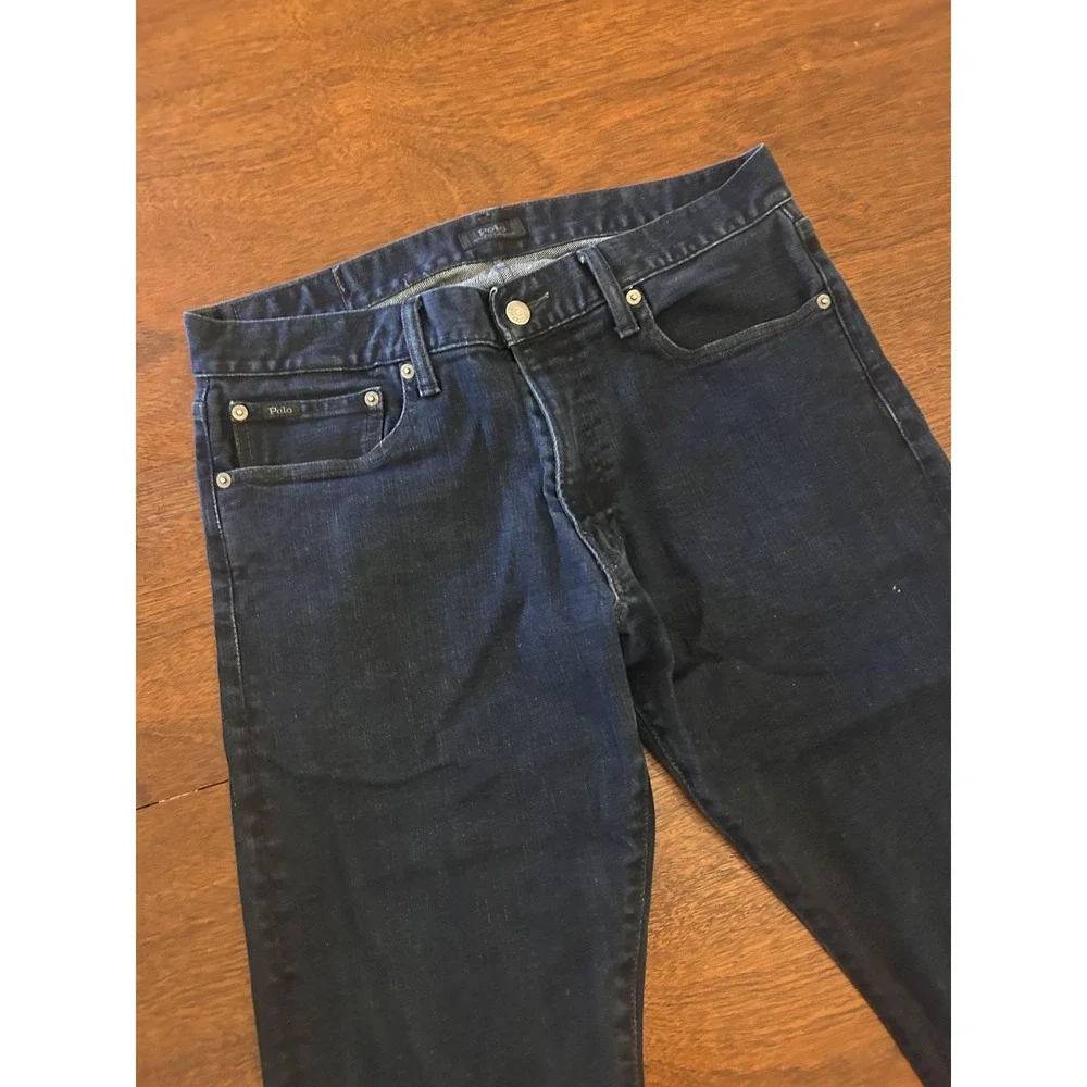 Polo Ralph Lauren Jeans Mens 32x32 Blue Straight Dark Wash Stretch Denim